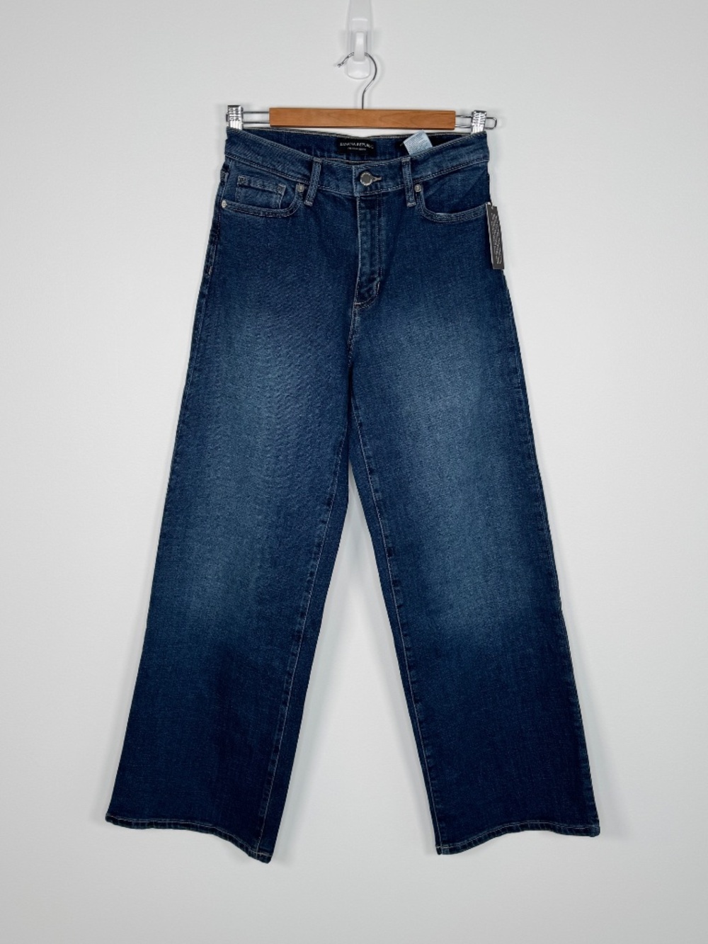 Banana Republic Womens High Rise Wide Leg Jeans Size 26P Indigo Stretch Denim